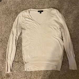 Beige Pullover V-Neck Sweater